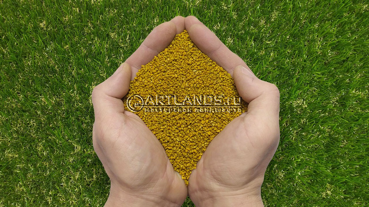 Цветной кварцевый песок фракции 1-2,5 мм, цвет жёлтый, купить оптом от производителя
