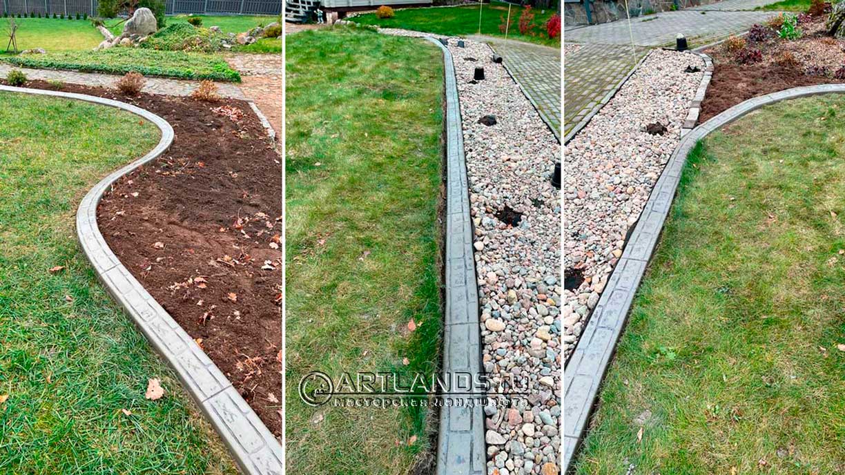 Ландшафтная окантовка Евроборд - гибкий ландшафтный бордюр из бетона для вашего сада и дорожек 1