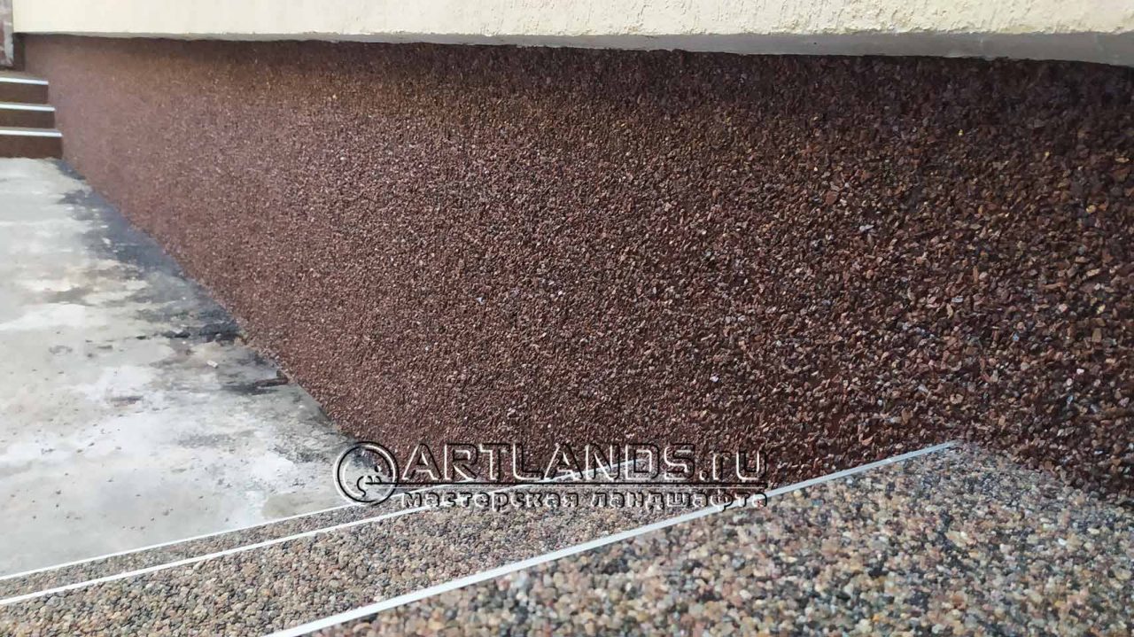 Покрытие Art gravel Open Top каменный ковёр на цоколь и фасад (фото выполненных работ) 3