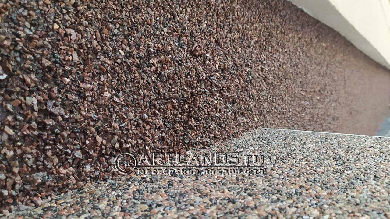 Покрытие Art gravel Open Top каменный ковёр на цоколь и фасад (фото выполненных работ) 6